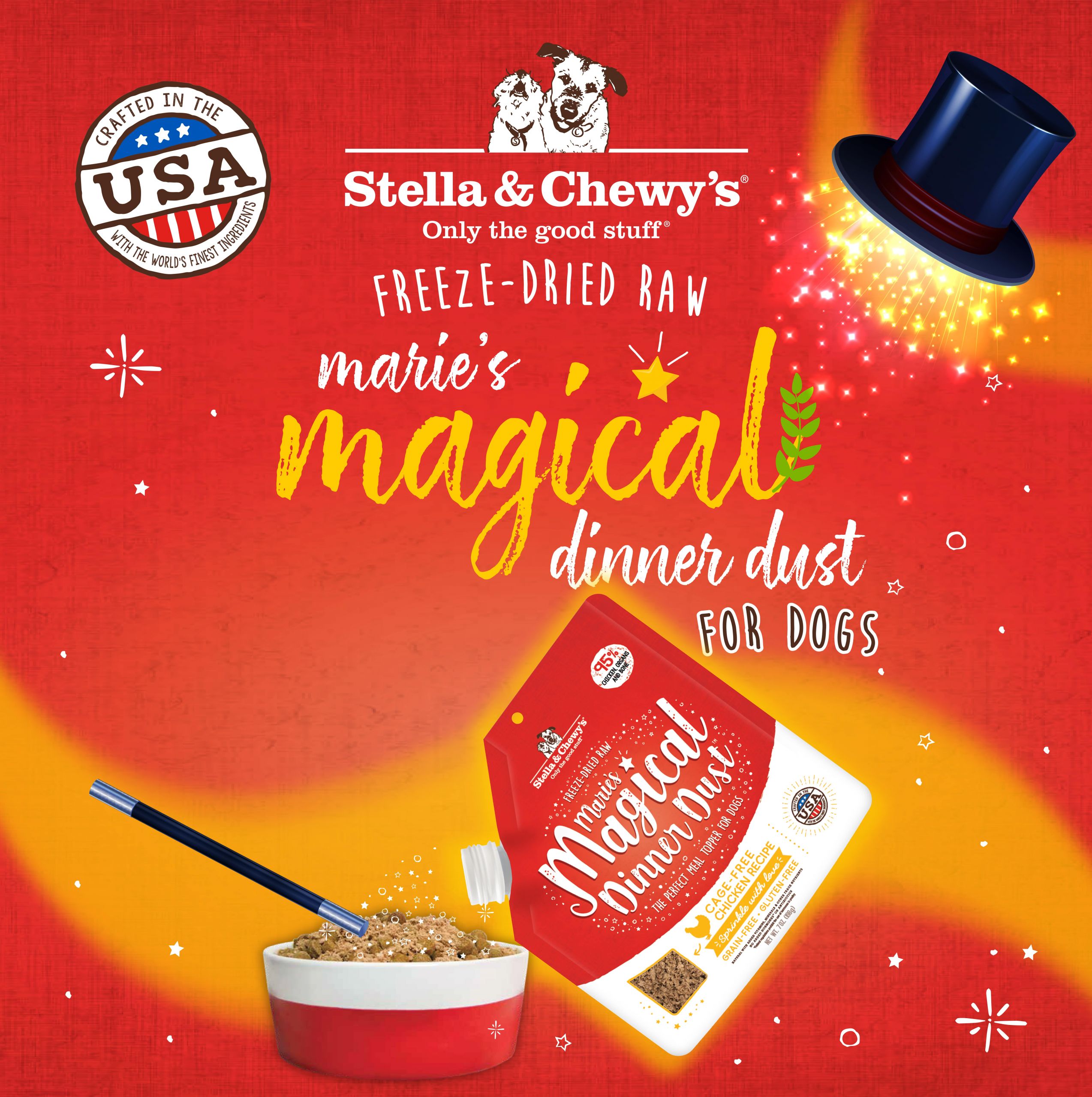 Stella & Chewy's Marie's Magical Dinner Dust Freeze-Dried Cage Free Chicken  Recipe Dog Food Topper